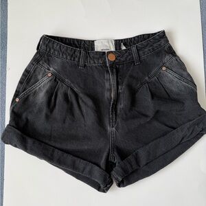 OneTeaspoon Street Walker high-waist pleated black denim jean shorts Size 27